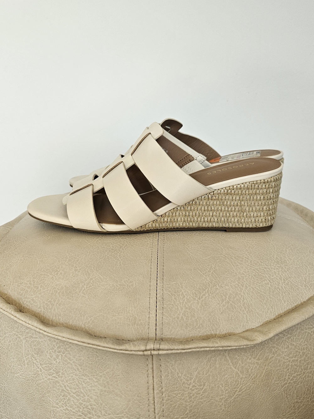 Aerosoles Neutral Beige Wedge Slide Sandals